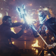 John Boyega and Gwendoline Christie spar in Star Wars: The Last Jedi (Photo: Lucasfilm Ltd.)